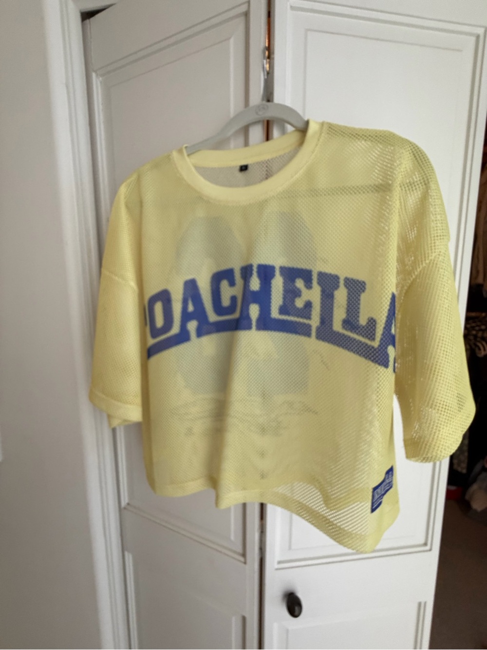 Coachella 2026 Yellow Mesh Crop Tee